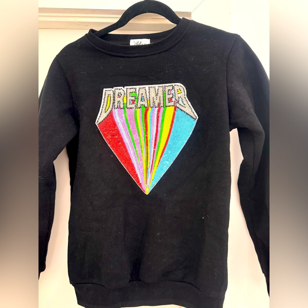 NEW Lola And The Boys black sweatshirt with Sequin appliqué